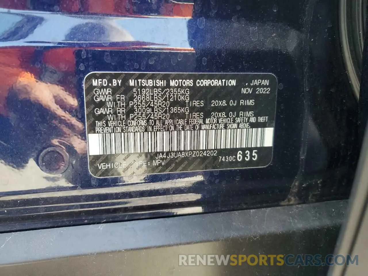 14 Photograph of a damaged car JA4J3UA8XPZ024202 MITSUBISHI OUTLANDER 2023