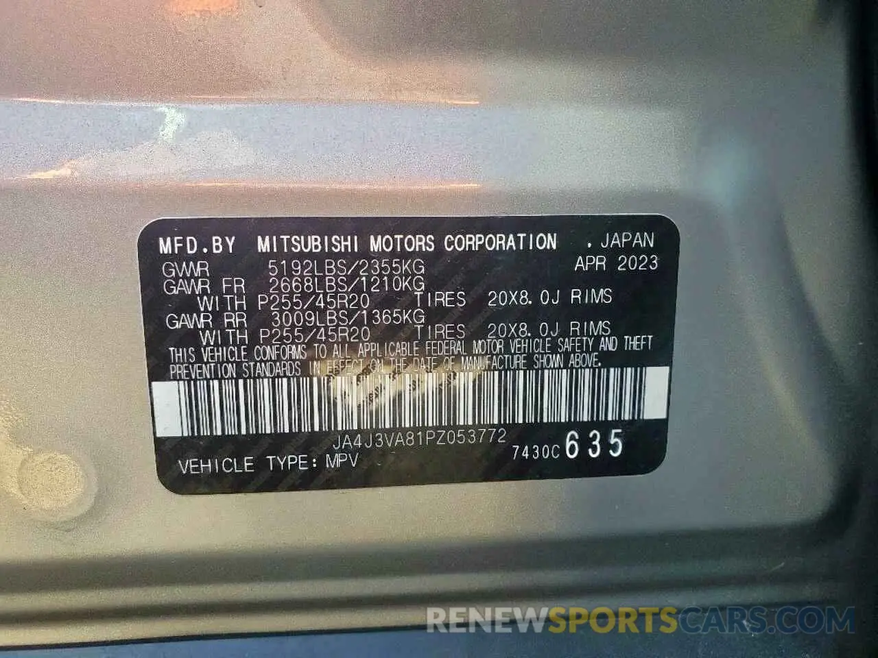 14 Photograph of a damaged car JA4J3VA81PZ053772 MITSUBISHI OUTLANDER 2023
