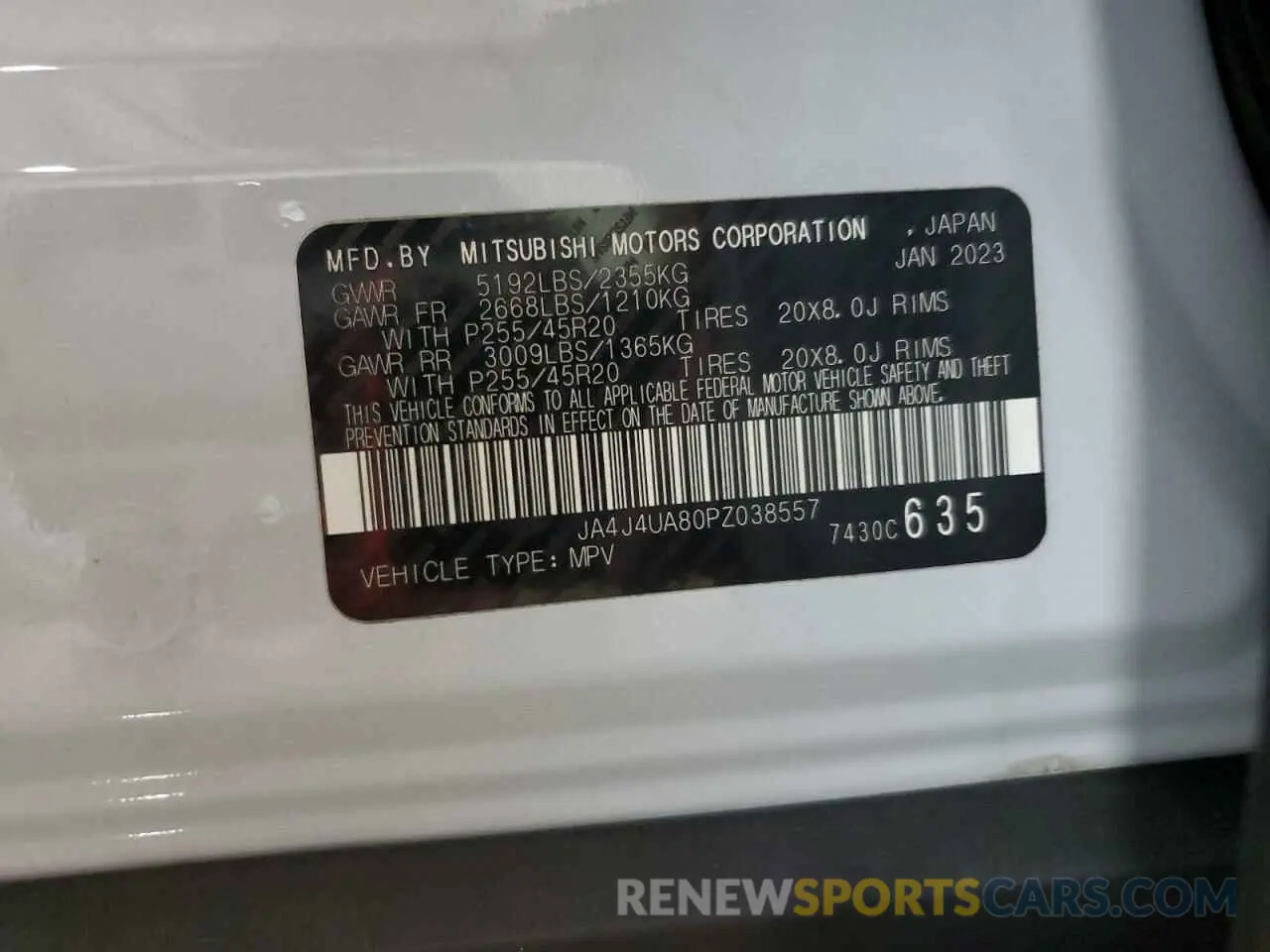 14 Photograph of a damaged car JA4J4UA80PZ038557 MITSUBISHI OUTLANDER 2023