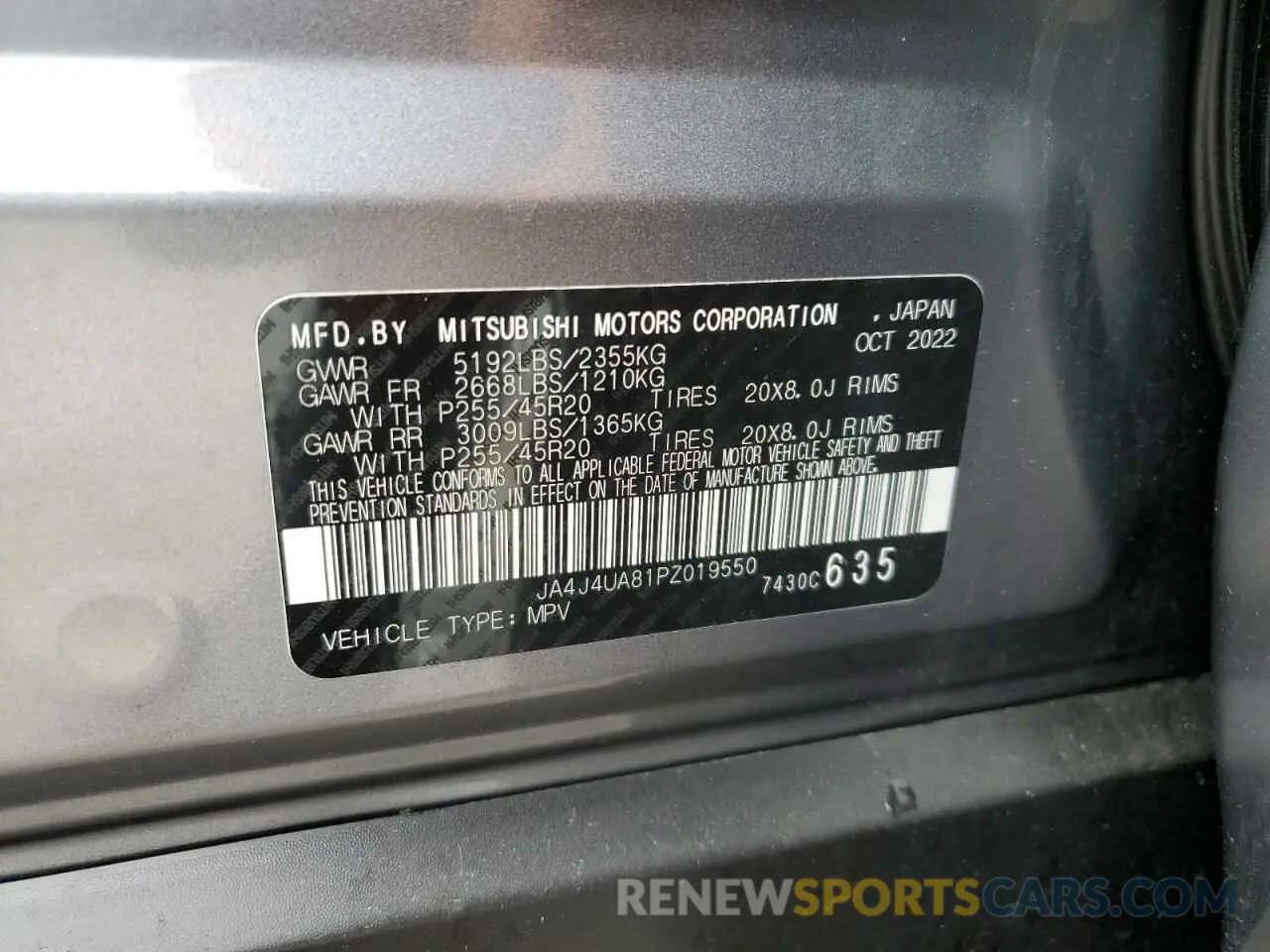13 Photograph of a damaged car JA4J4UA81PZ019550 MITSUBISHI OUTLANDER 2023