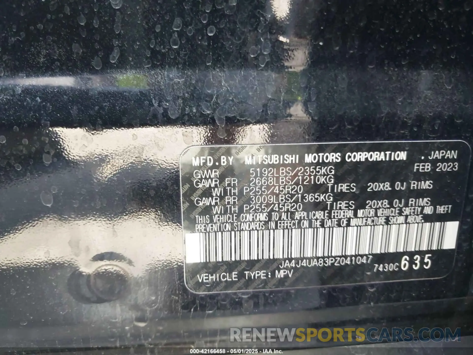 9 Photograph of a damaged car JA4J4UA83PZ041047 MITSUBISHI OUTLANDER 2023