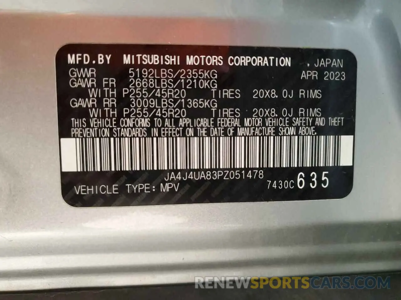 13 Photograph of a damaged car JA4J4UA83PZ051478 MITSUBISHI OUTLANDER 2023