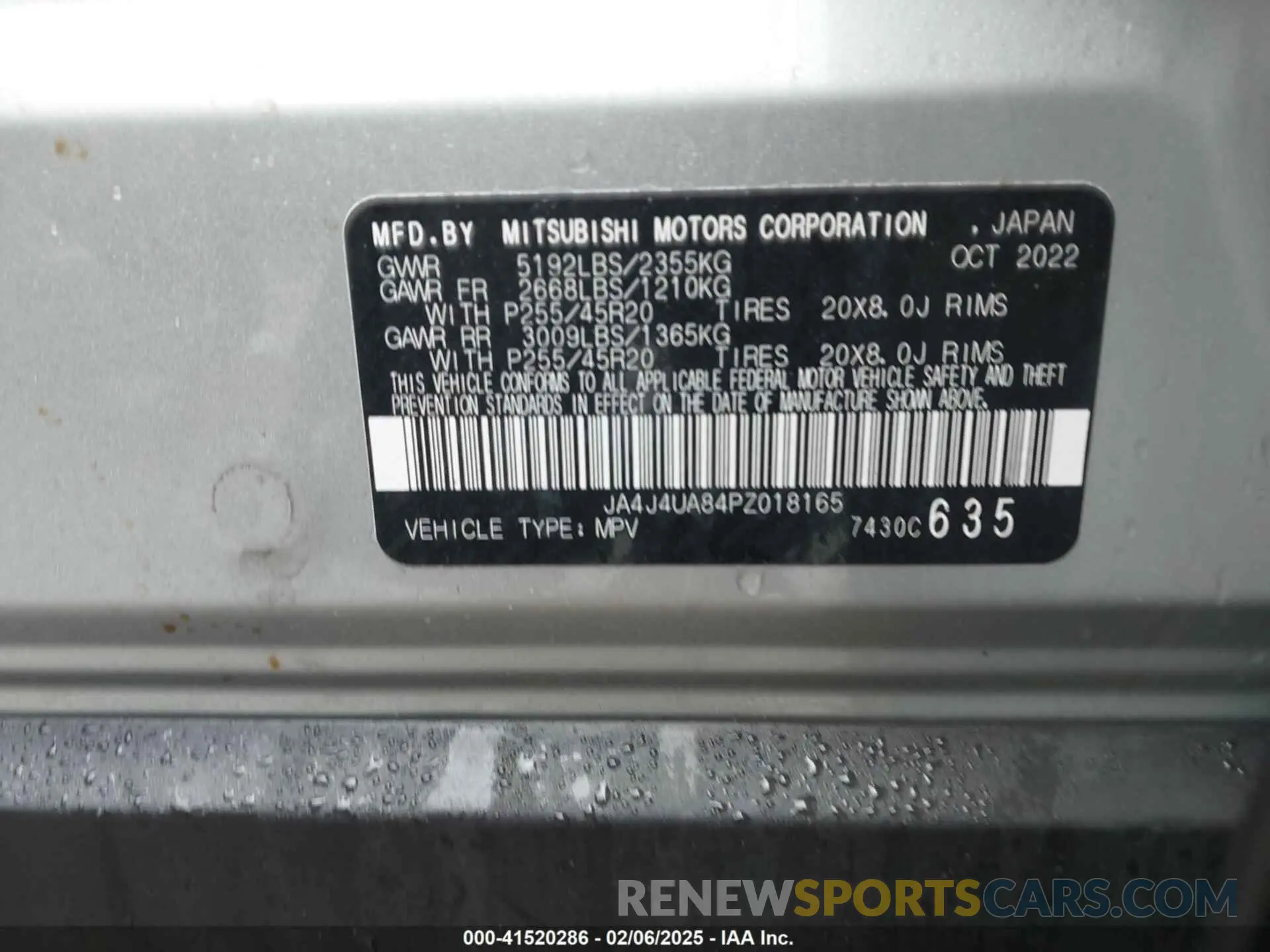 9 Photograph of a damaged car JA4J4UA84PZ018165 MITSUBISHI OUTLANDER 2023