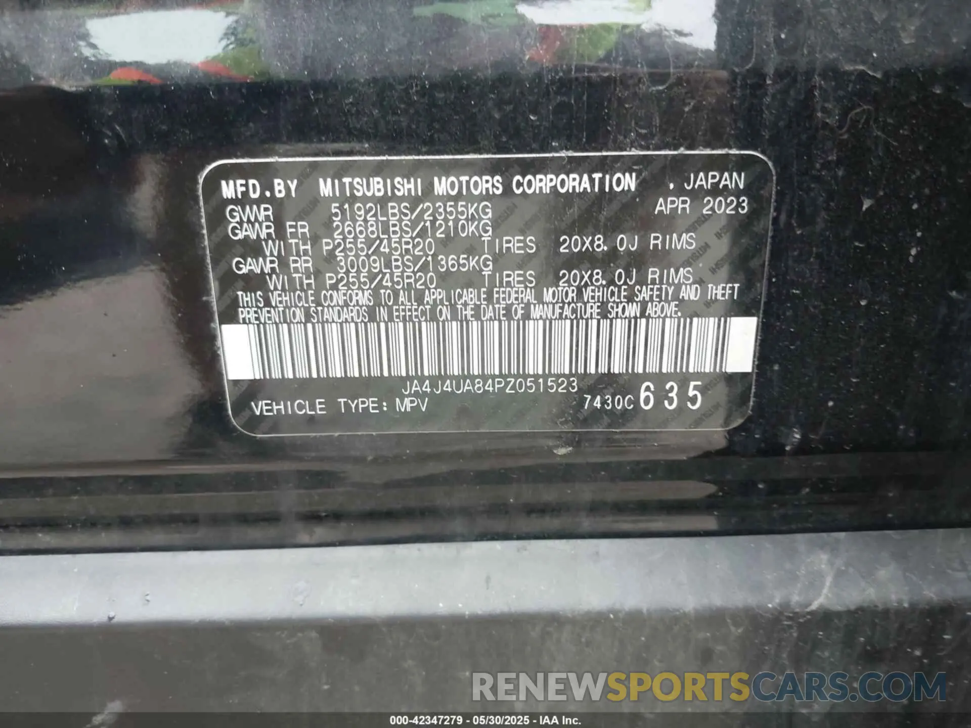 9 Photograph of a damaged car JA4J4UA84PZ051523 MITSUBISHI OUTLANDER 2023