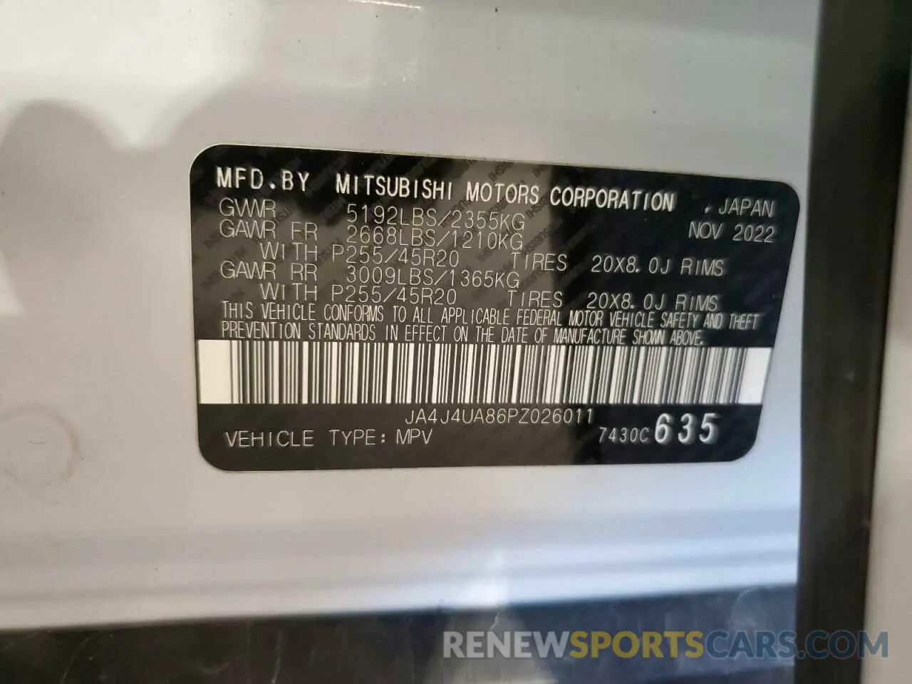 13 Photograph of a damaged car JA4J4UA86PZ026011 MITSUBISHI OUTLANDER 2023