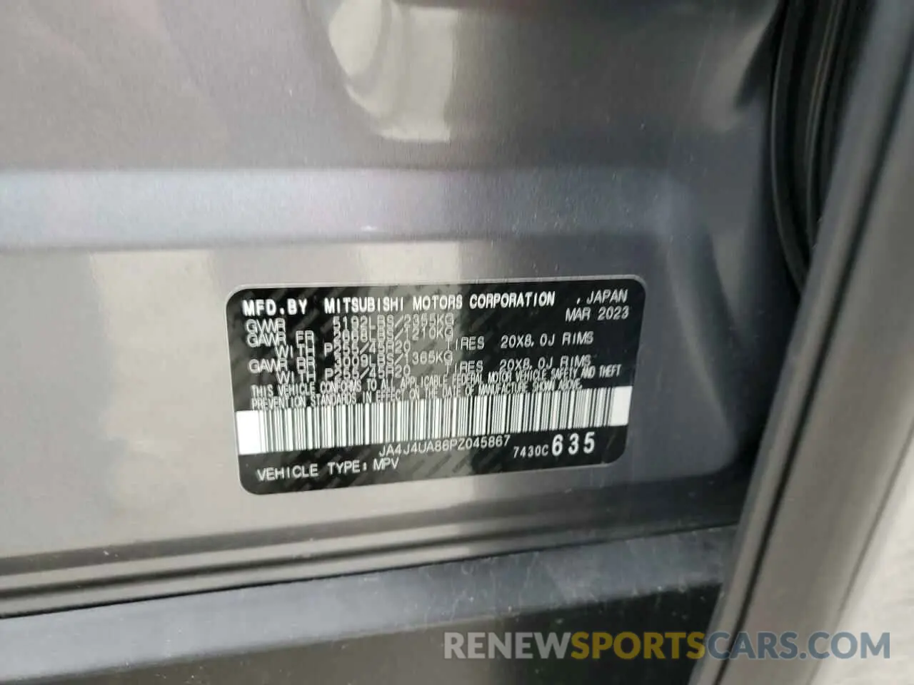 14 Photograph of a damaged car JA4J4UA86PZ045867 MITSUBISHI OUTLANDER 2023