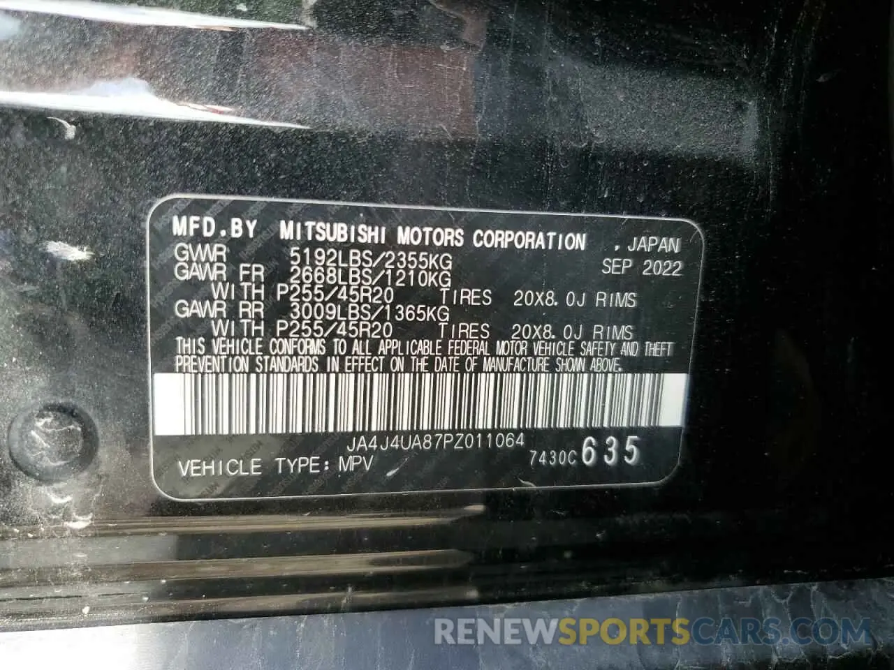 14 Photograph of a damaged car JA4J4UA87PZ011064 MITSUBISHI OUTLANDER 2023