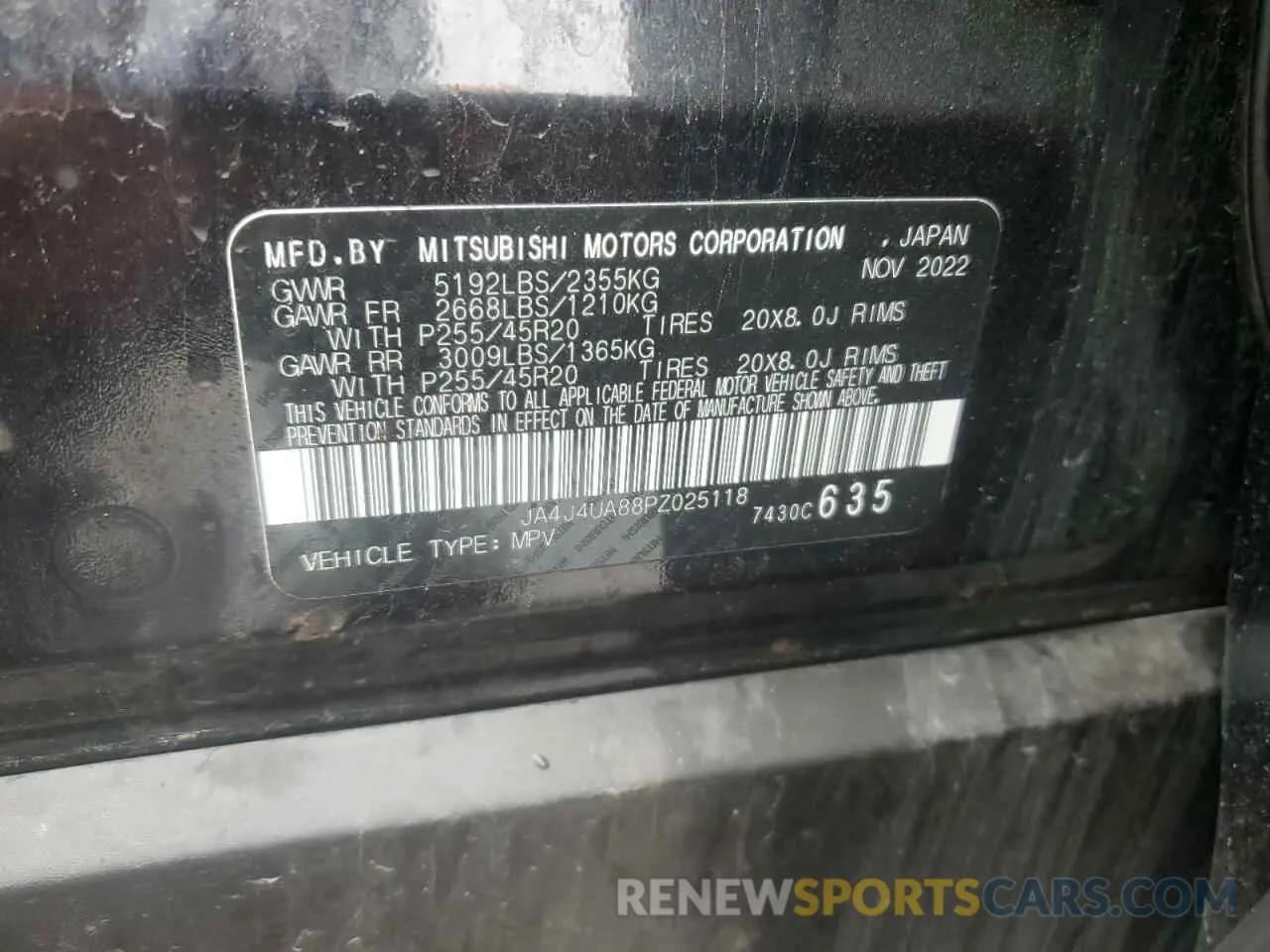 13 Photograph of a damaged car JA4J4UA88PZ025118 MITSUBISHI OUTLANDER 2023