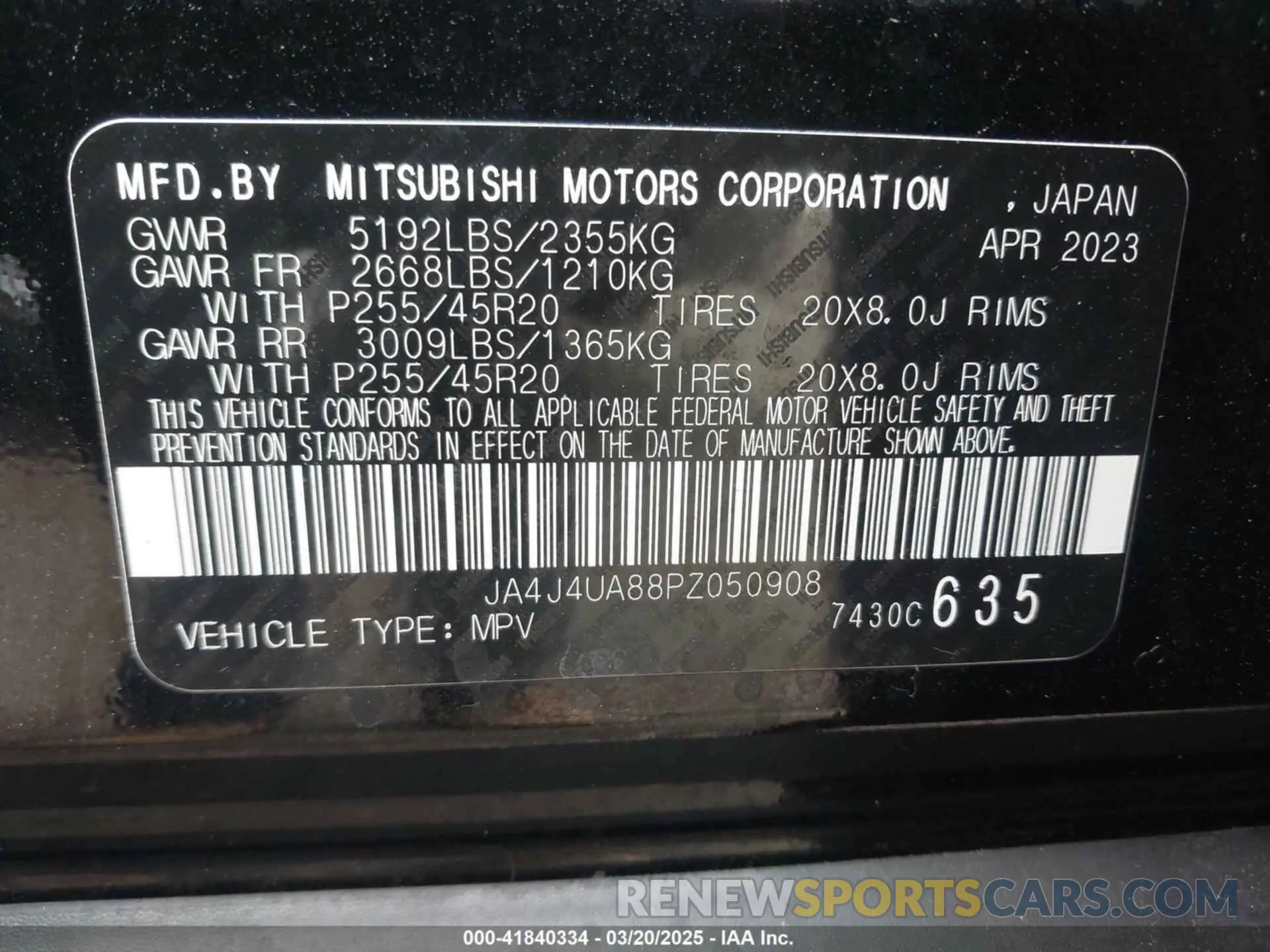 9 Photograph of a damaged car JA4J4UA88PZ050908 MITSUBISHI OUTLANDER 2023