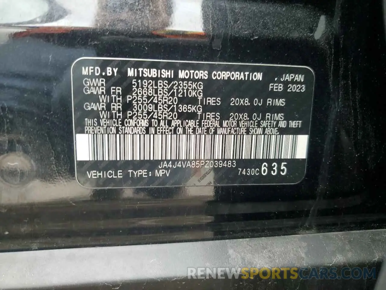 13 Photograph of a damaged car JA4J4VA85PZ039483 MITSUBISHI OUTLANDER 2023