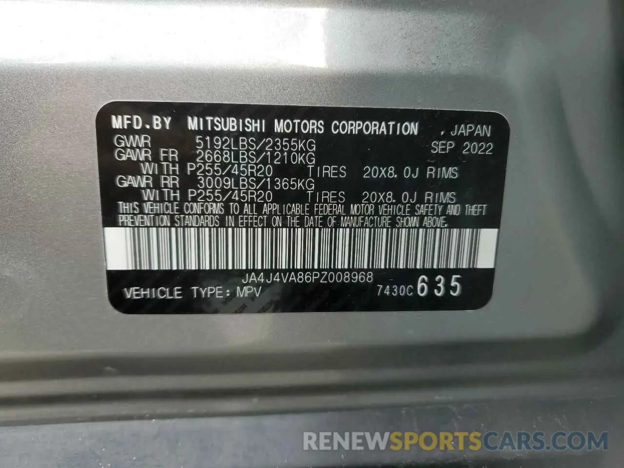 13 Photograph of a damaged car JA4J4VA86PZ008968 MITSUBISHI OUTLANDER 2023