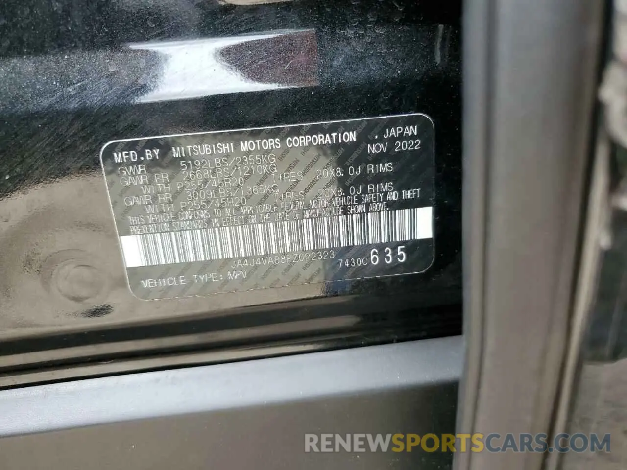 13 Photograph of a damaged car JA4J4VA88PZ022323 MITSUBISHI OUTLANDER 2023