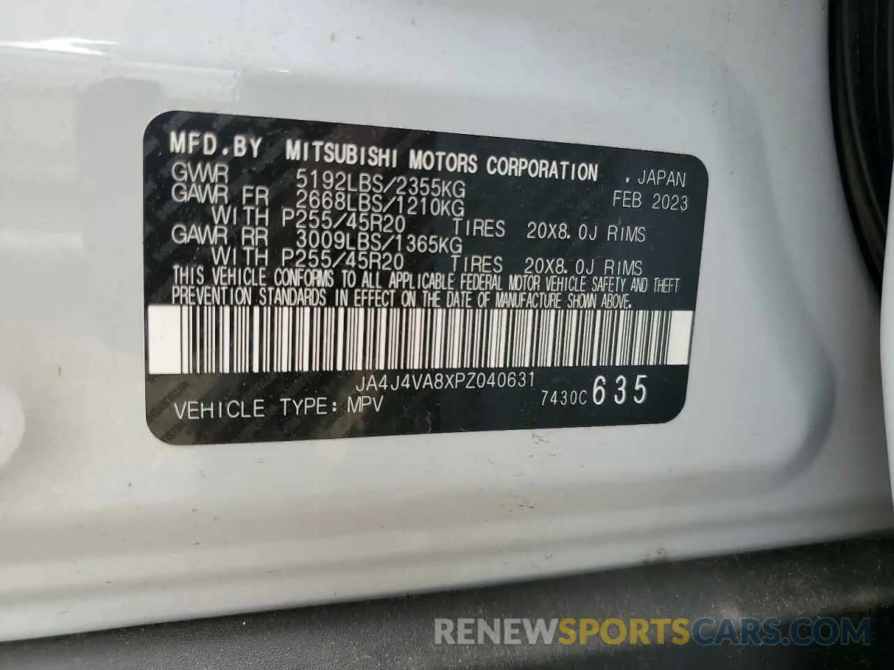 14 Photograph of a damaged car JA4J4VA8XPZ040631 MITSUBISHI OUTLANDER 2023