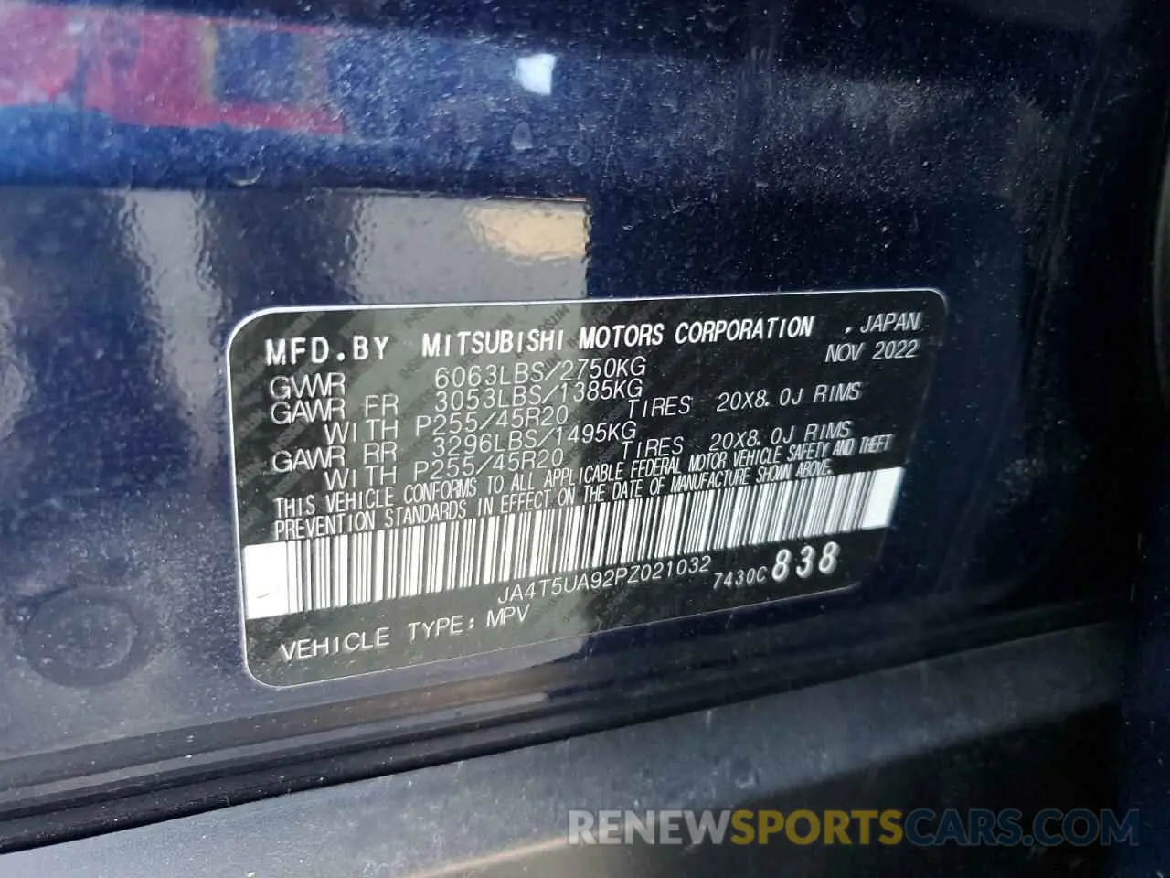 13 Photograph of a damaged car JA4T5UA92PZ021032 MITSUBISHI OUTLANDER 2023