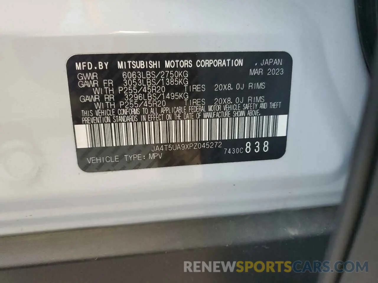 13 Photograph of a damaged car JA4T5UA9XPZ045272 MITSUBISHI OUTLANDER 2023