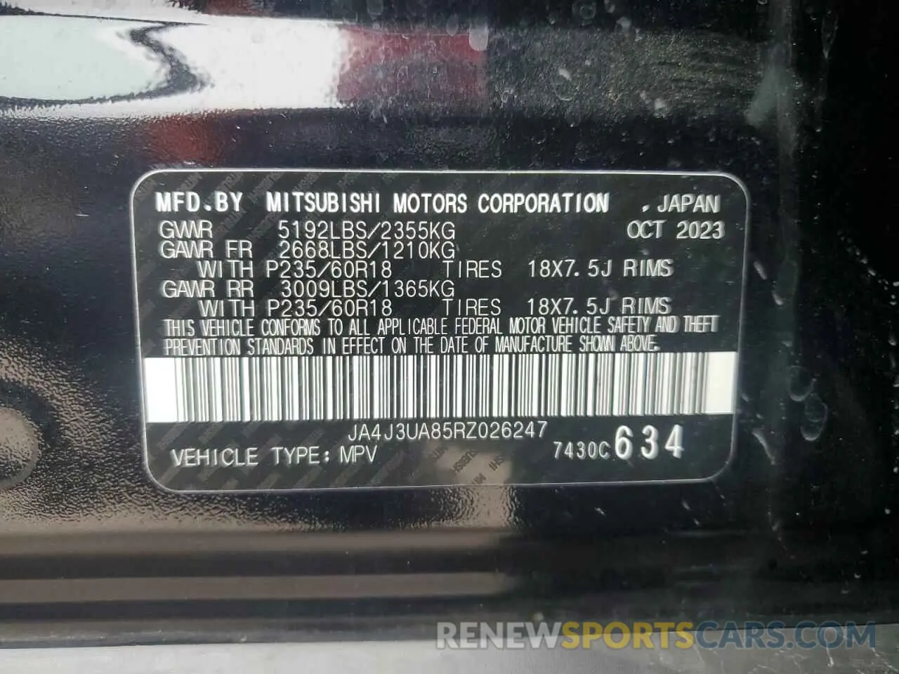14 Photograph of a damaged car JA4J3UA85RZ026247 MITSUBISHI OUTLANDER 2024