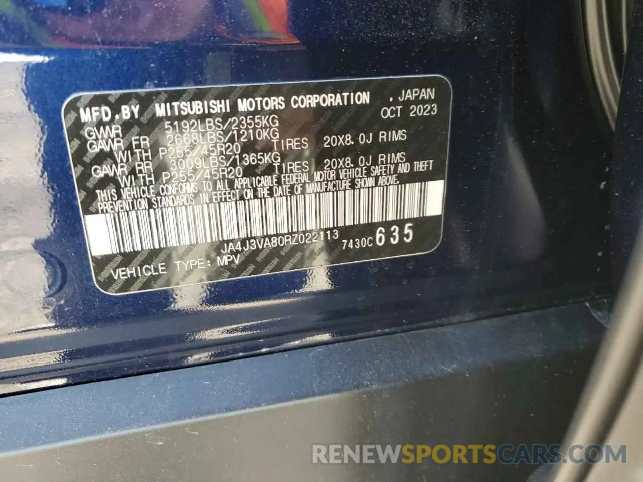 14 Photograph of a damaged car JA4J3VA80RZ022113 MITSUBISHI OUTLANDER 2024
