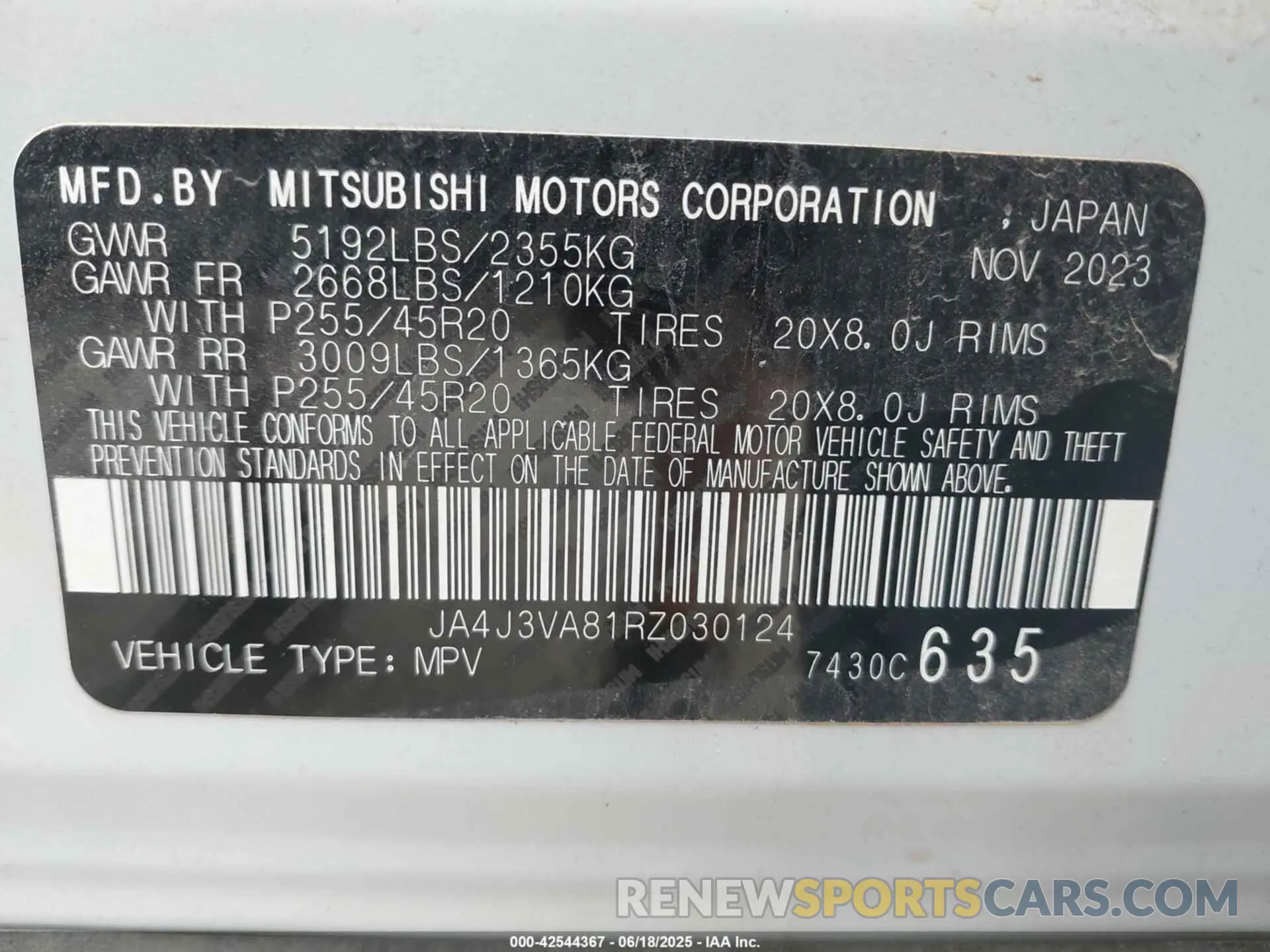 9 Photograph of a damaged car JA4J3VA81RZ030124 MITSUBISHI OUTLANDER 2024