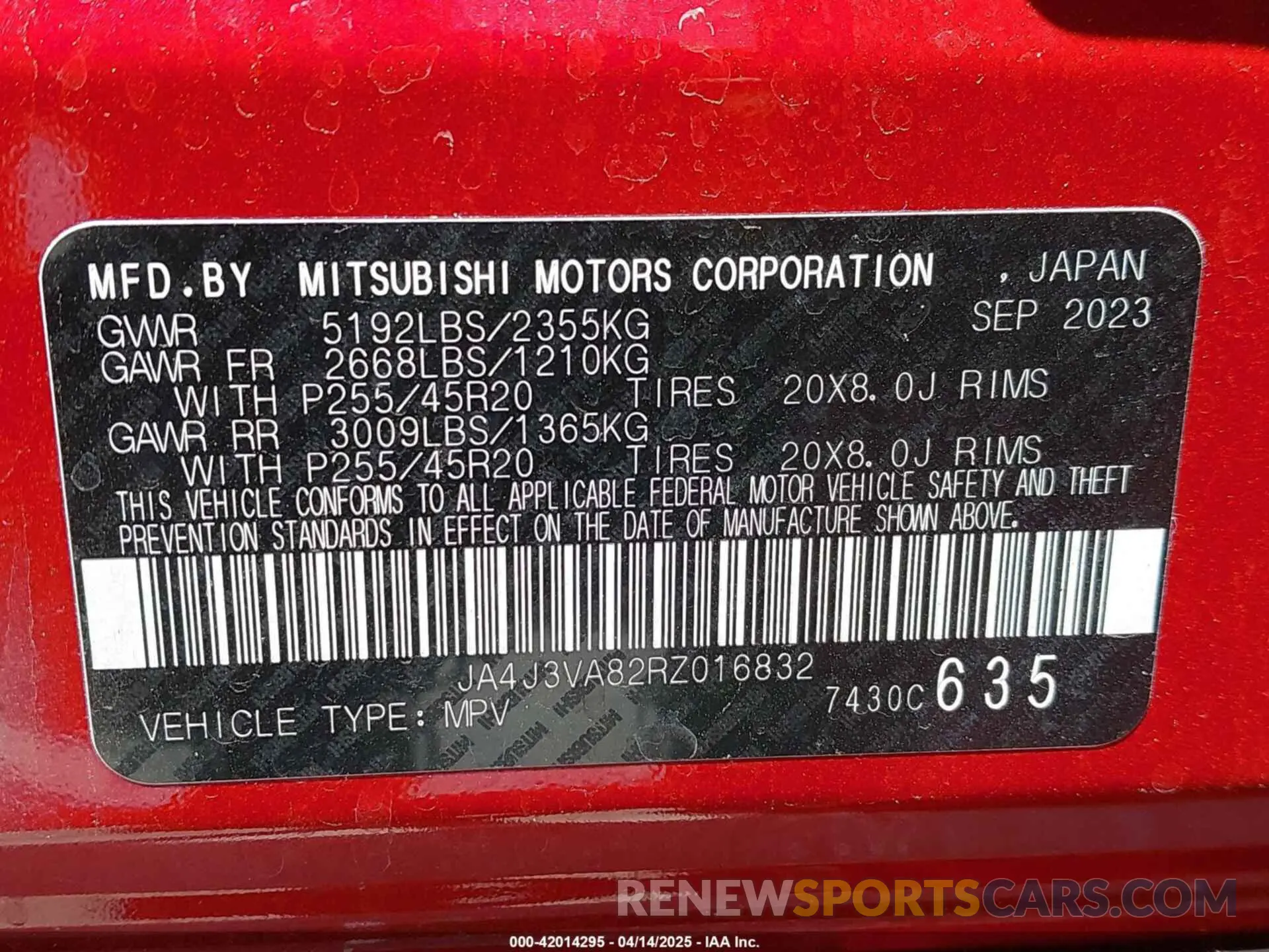 9 Photograph of a damaged car JA4J3VA82RZ016832 MITSUBISHI OUTLANDER 2024