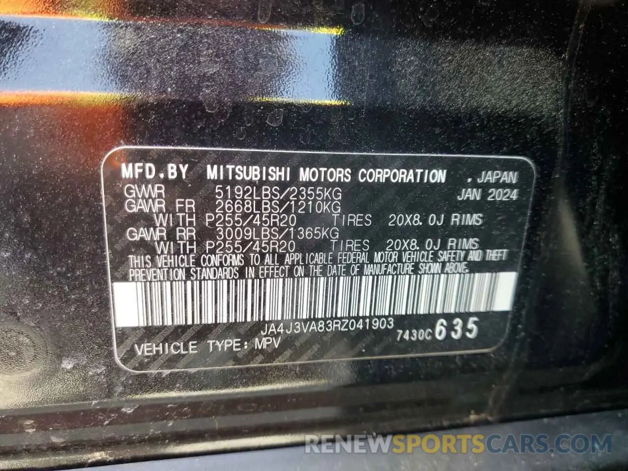 13 Photograph of a damaged car JA4J3VA83RZ041903 MITSUBISHI OUTLANDER 2024