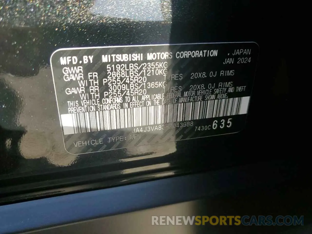 16 Photograph of a damaged car JA4J3VA83RZ043988 MITSUBISHI OUTLANDER 2024