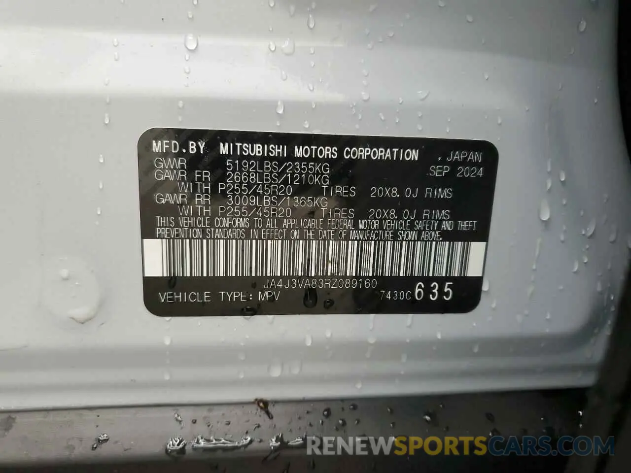 13 Photograph of a damaged car JA4J3VA83RZ089160 MITSUBISHI OUTLANDER 2024