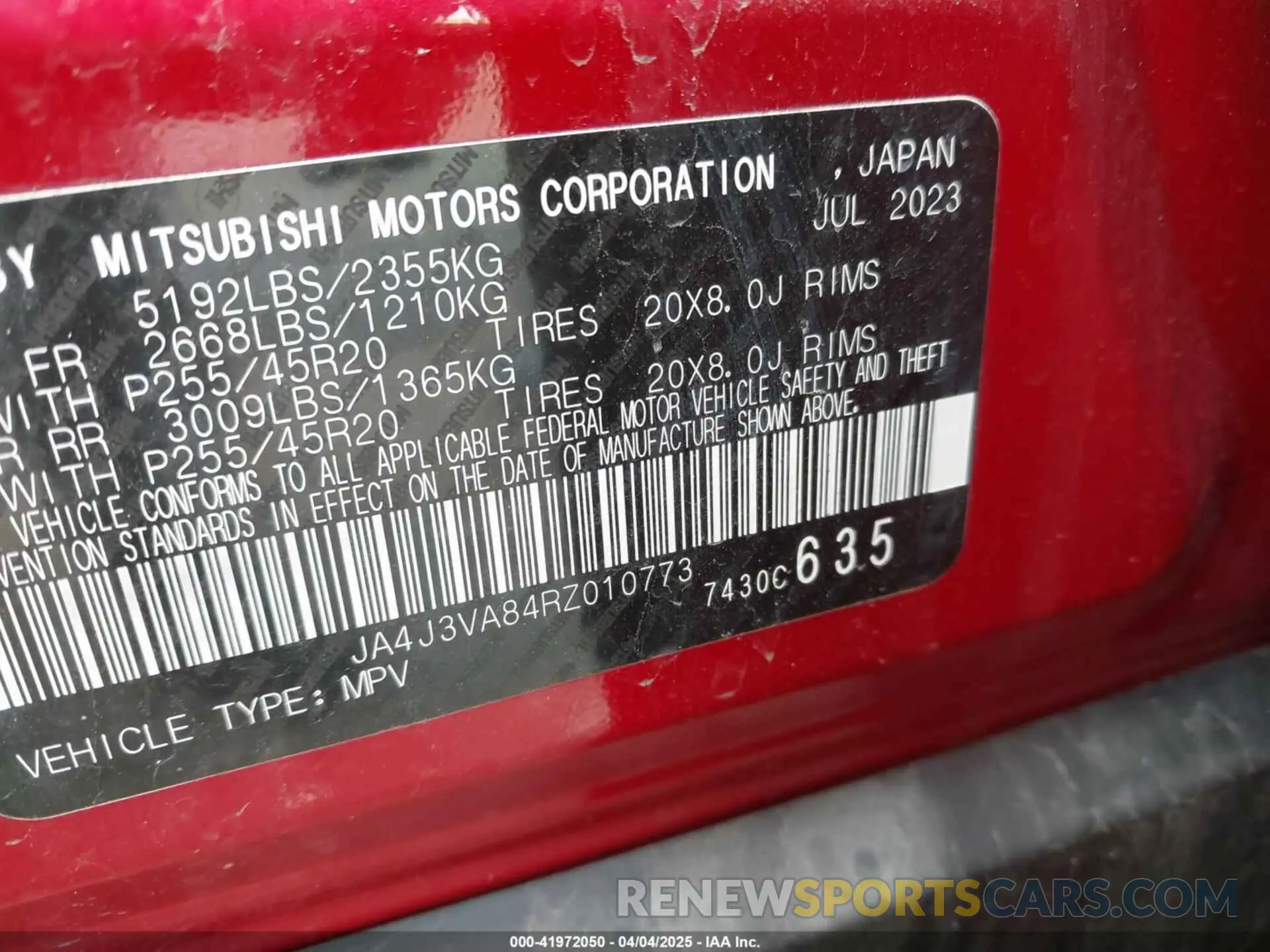 9 Photograph of a damaged car JA4J3VA84RZ010773 MITSUBISHI OUTLANDER 2024