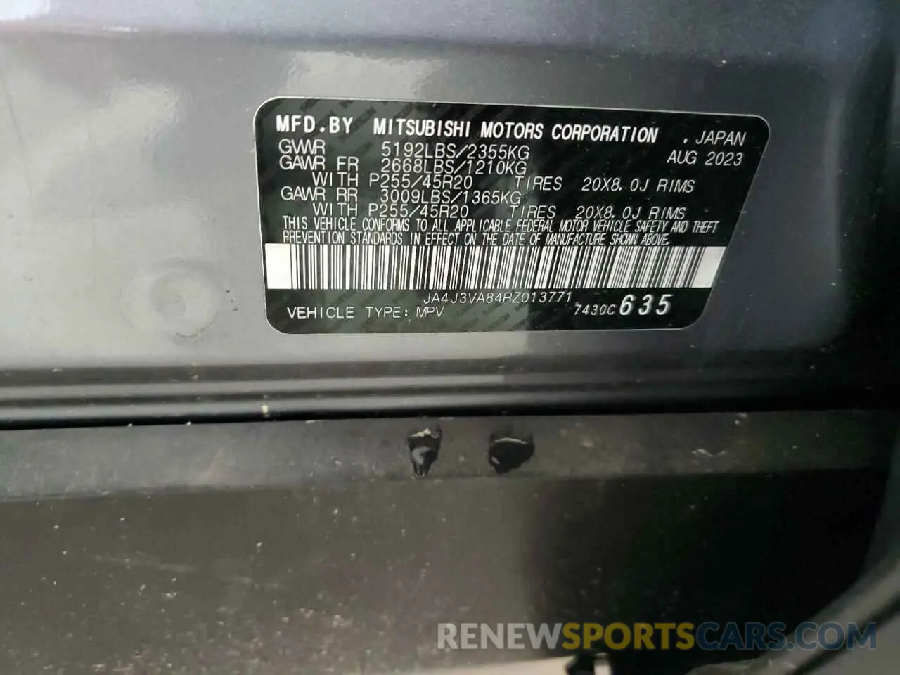 13 Photograph of a damaged car JA4J3VA84RZ013771 MITSUBISHI OUTLANDER 2024