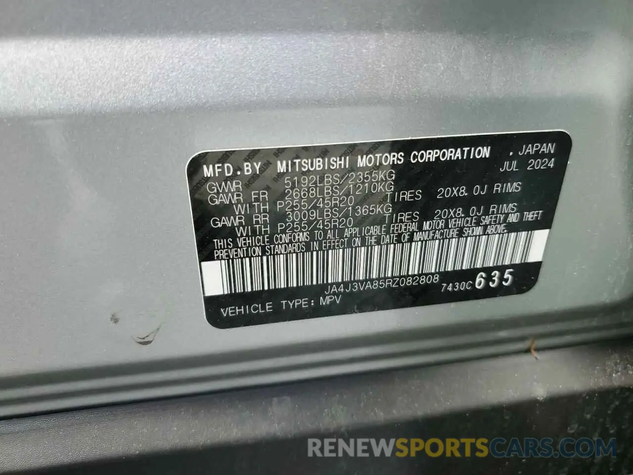 14 Photograph of a damaged car JA4J3VA85RZ082808 MITSUBISHI OUTLANDER 2024