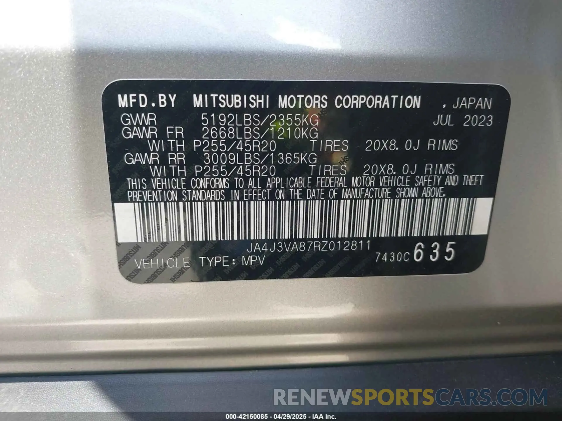 9 Photograph of a damaged car JA4J3VA87RZ012811 MITSUBISHI OUTLANDER 2024