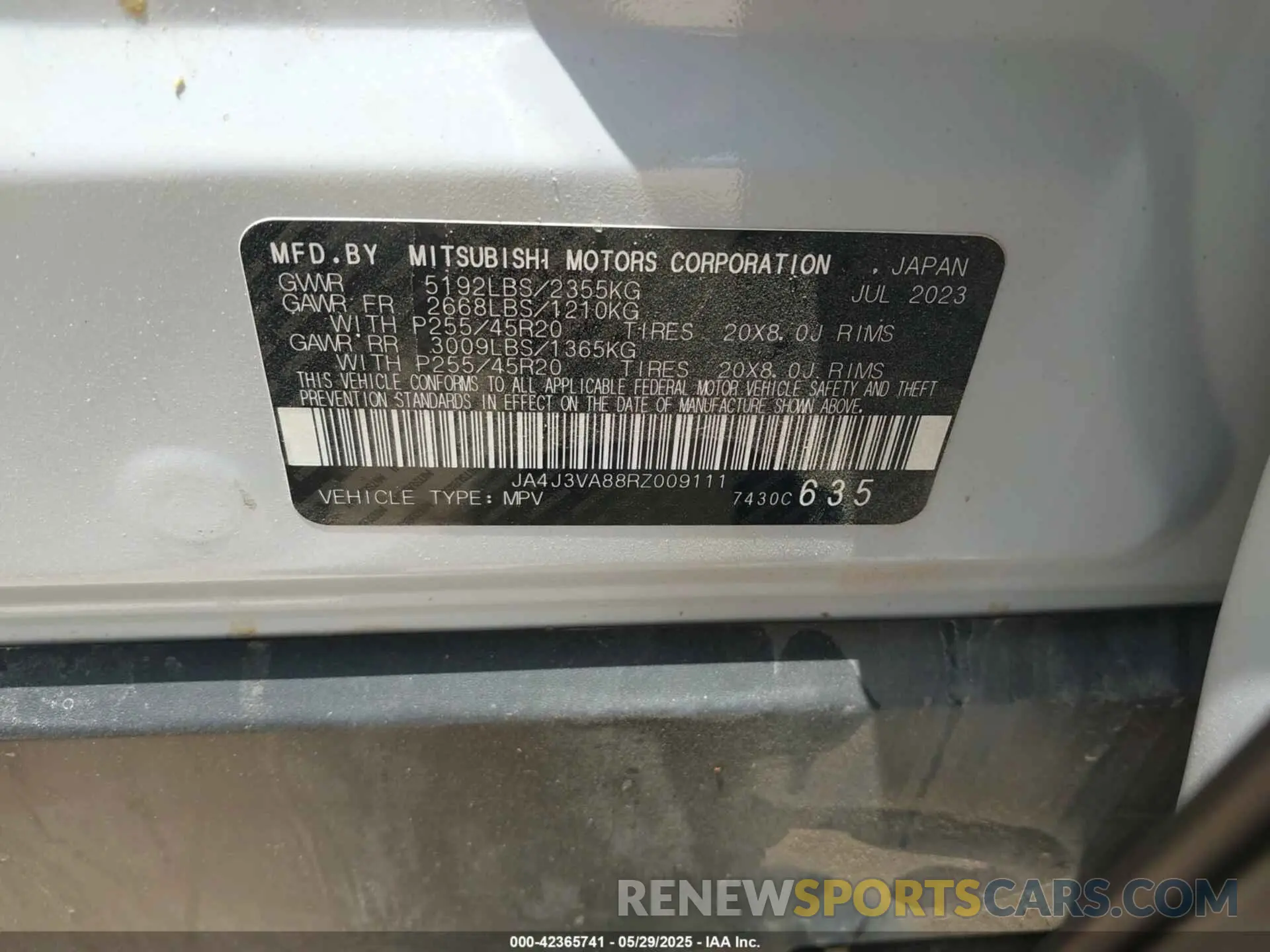 9 Photograph of a damaged car JA4J3VA88RZ009111 MITSUBISHI OUTLANDER 2024
