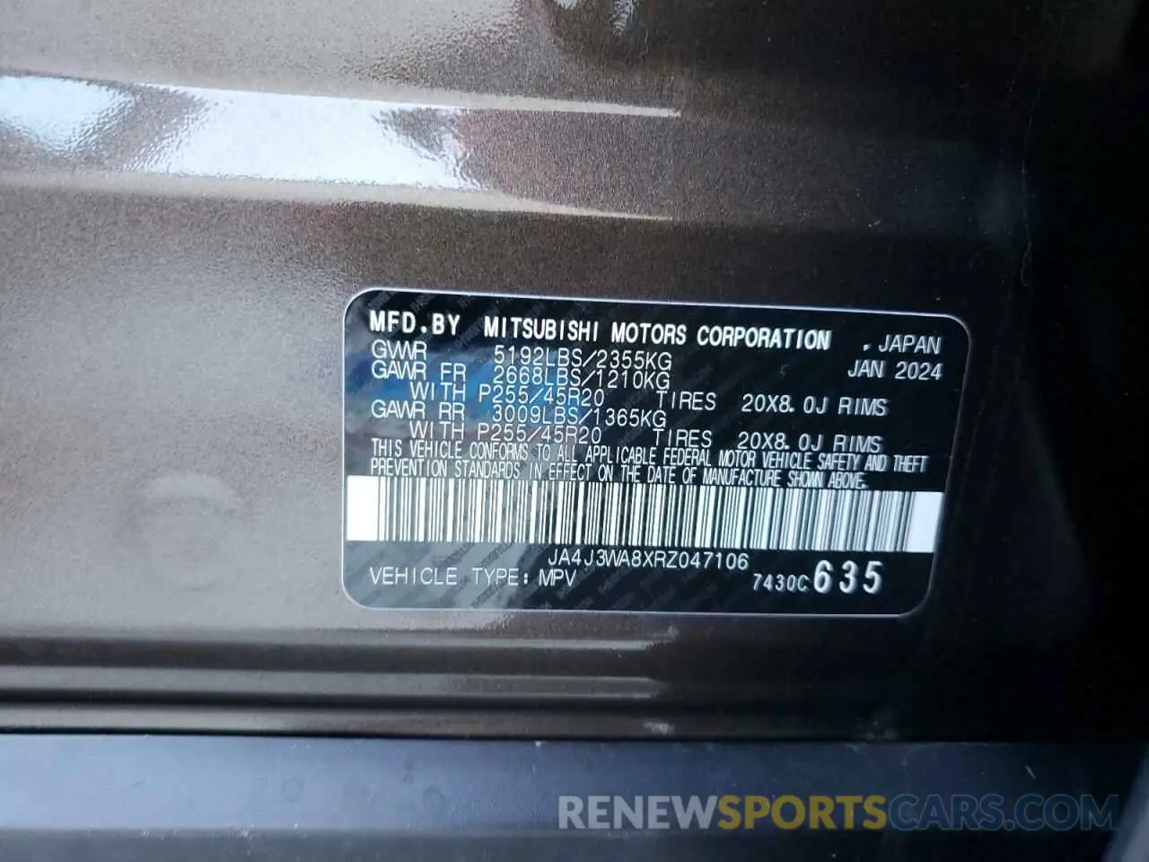 14 Photograph of a damaged car JA4J3WA8XRZ047106 MITSUBISHI OUTLANDER 2024