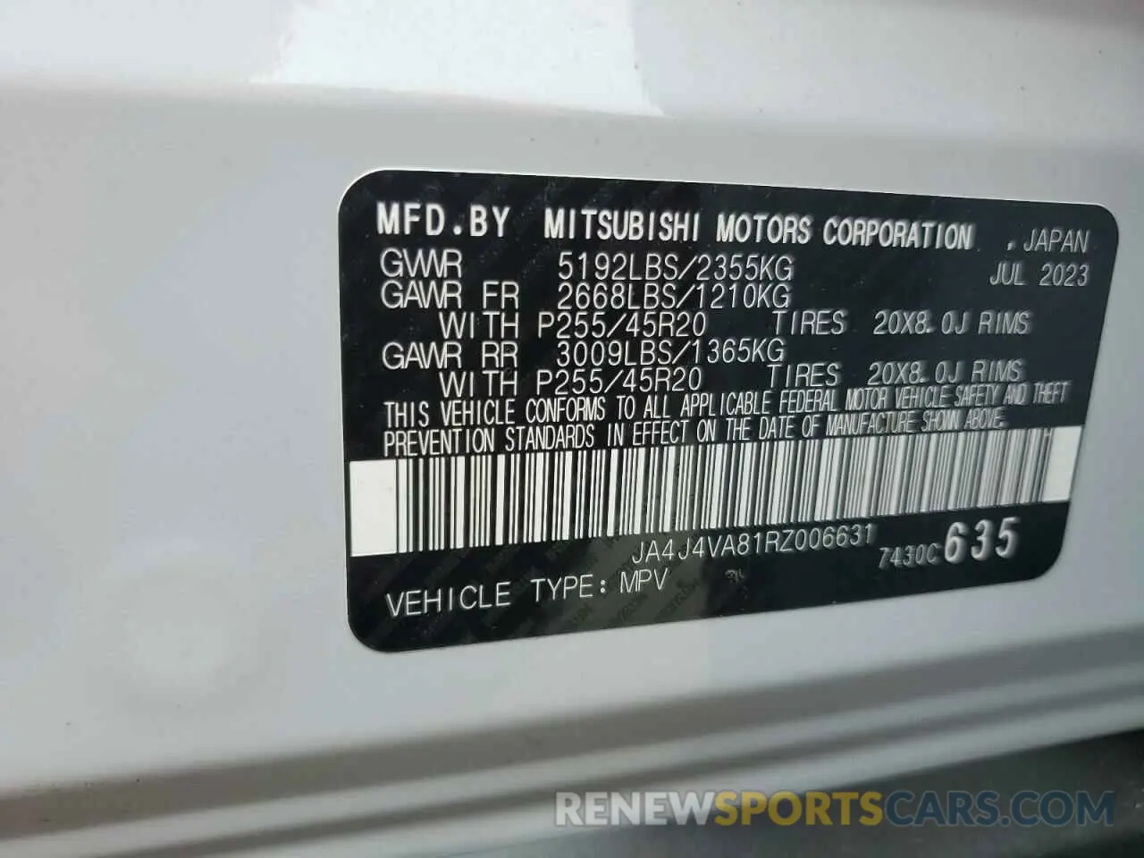 13 Photograph of a damaged car JA4J4VA81RZ006631 MITSUBISHI OUTLANDER 2024