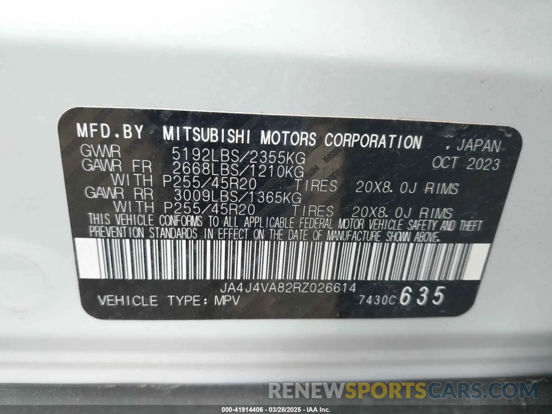 9 Photograph of a damaged car JA4J4VA82RZ026614 MITSUBISHI OUTLANDER 2024