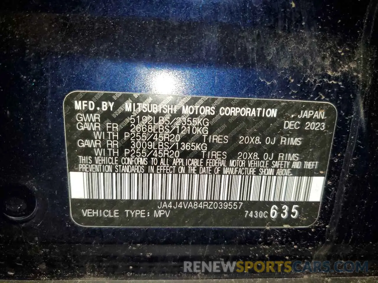 13 Photograph of a damaged car JA4J4VA84RZ039557 MITSUBISHI OUTLANDER 2024