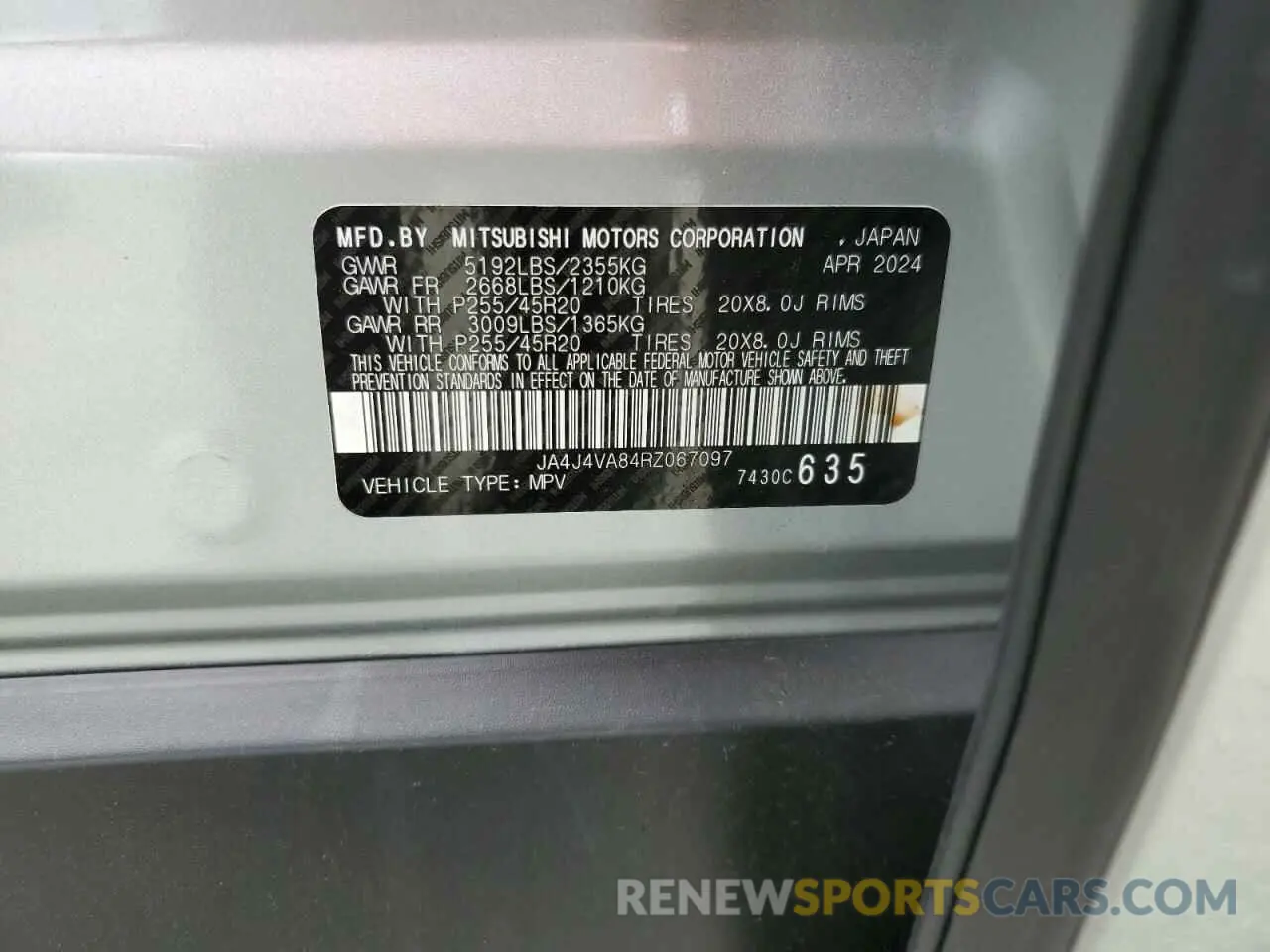 15 Photograph of a damaged car JA4J4VA84RZ067097 MITSUBISHI OUTLANDER 2024