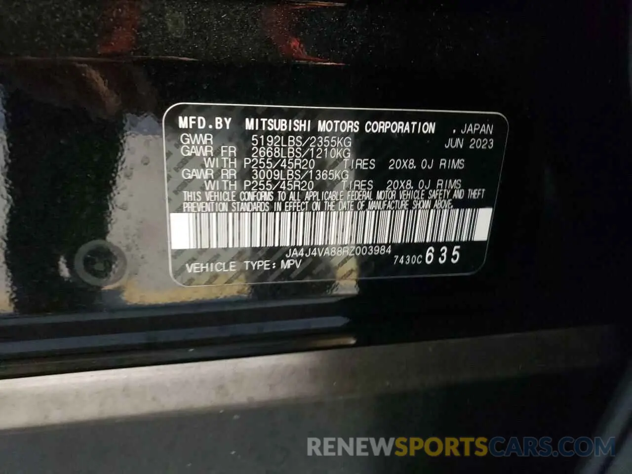 13 Photograph of a damaged car JA4J4VA88RZ003984 MITSUBISHI OUTLANDER 2024