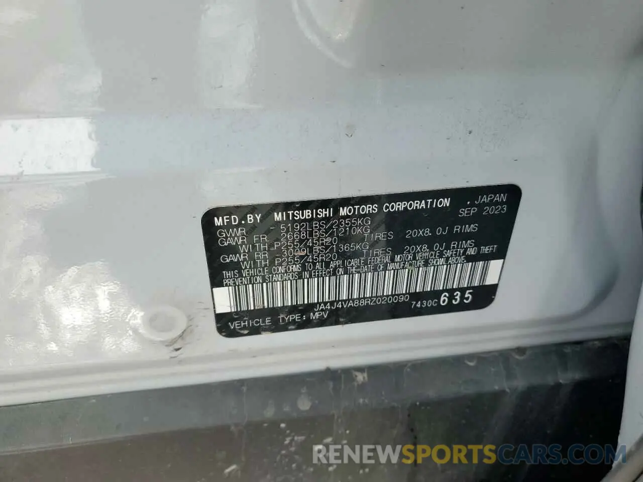 13 Photograph of a damaged car JA4J4VA88RZ020090 MITSUBISHI OUTLANDER 2024