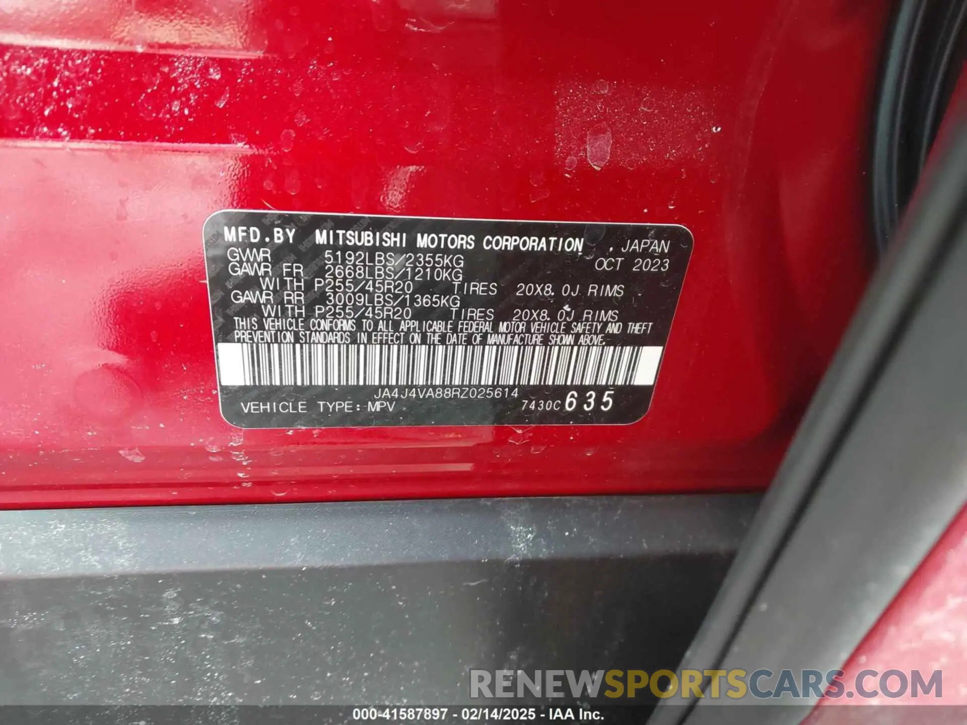 9 Photograph of a damaged car JA4J4VA88RZ025614 MITSUBISHI OUTLANDER 2024