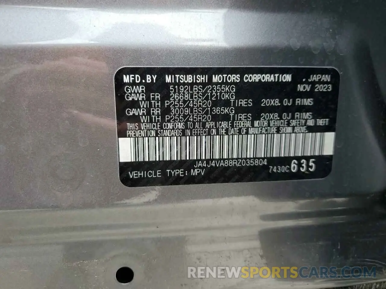 13 Photograph of a damaged car JA4J4VA88RZ035804 MITSUBISHI OUTLANDER 2024