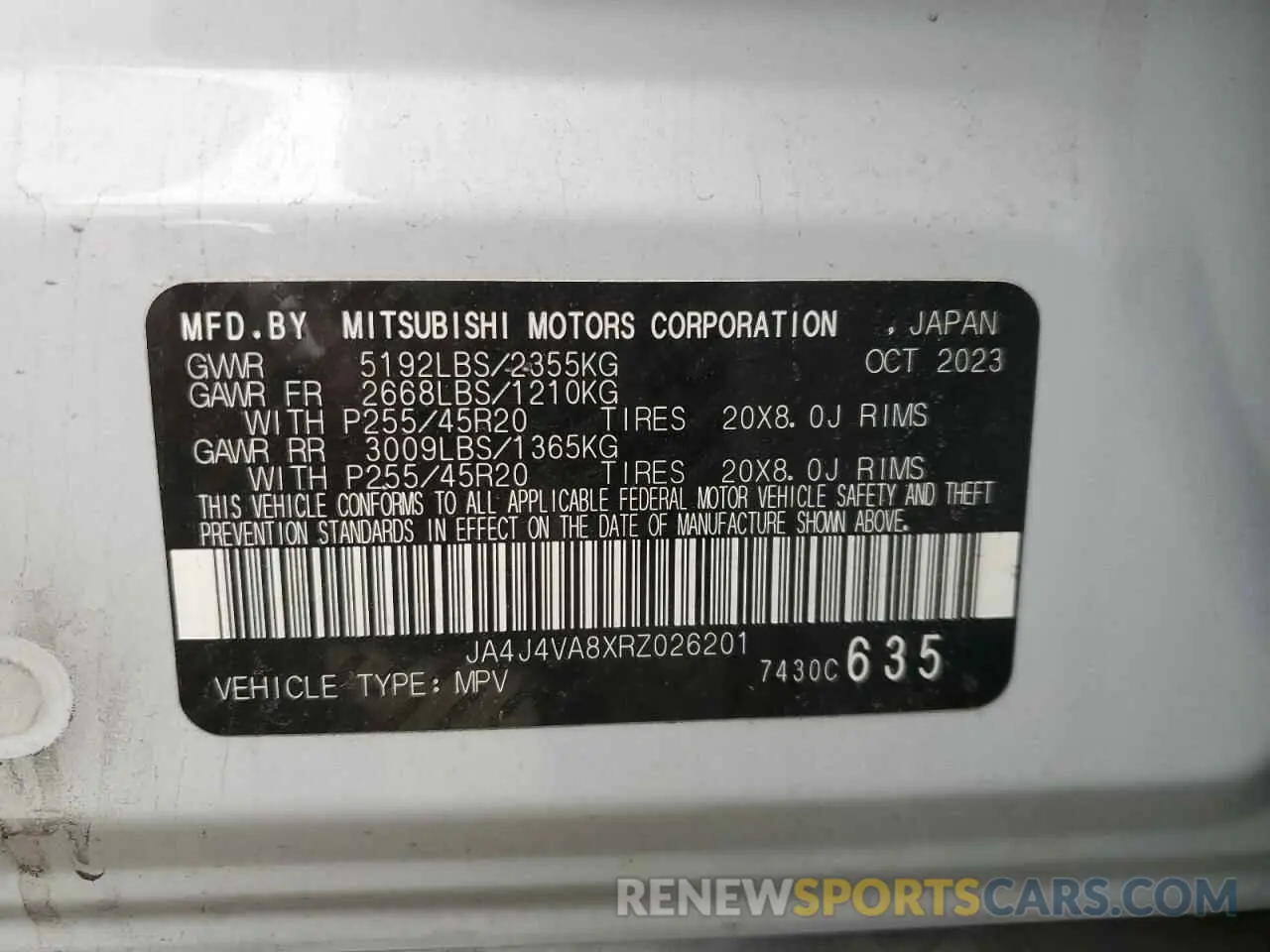 13 Photograph of a damaged car JA4J4VA8XRZ026201 MITSUBISHI OUTLANDER 2024