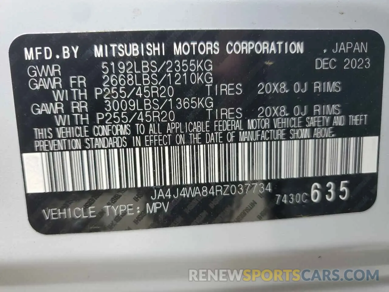 15 Photograph of a damaged car JA4J4WA84RZ037734 MITSUBISHI OUTLANDER 2024