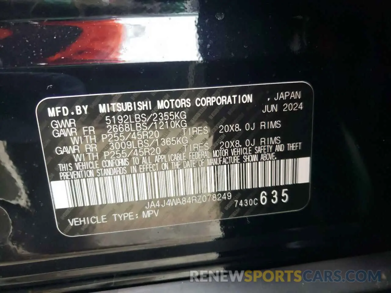 13 Photograph of a damaged car JA4J4WA84RZ078249 MITSUBISHI OUTLANDER 2024