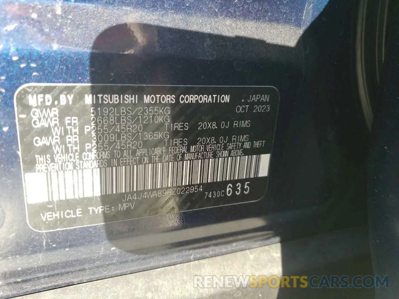 16 Photograph of a damaged car JA4J4WA89RZ022954 MITSUBISHI OUTLANDER 2024