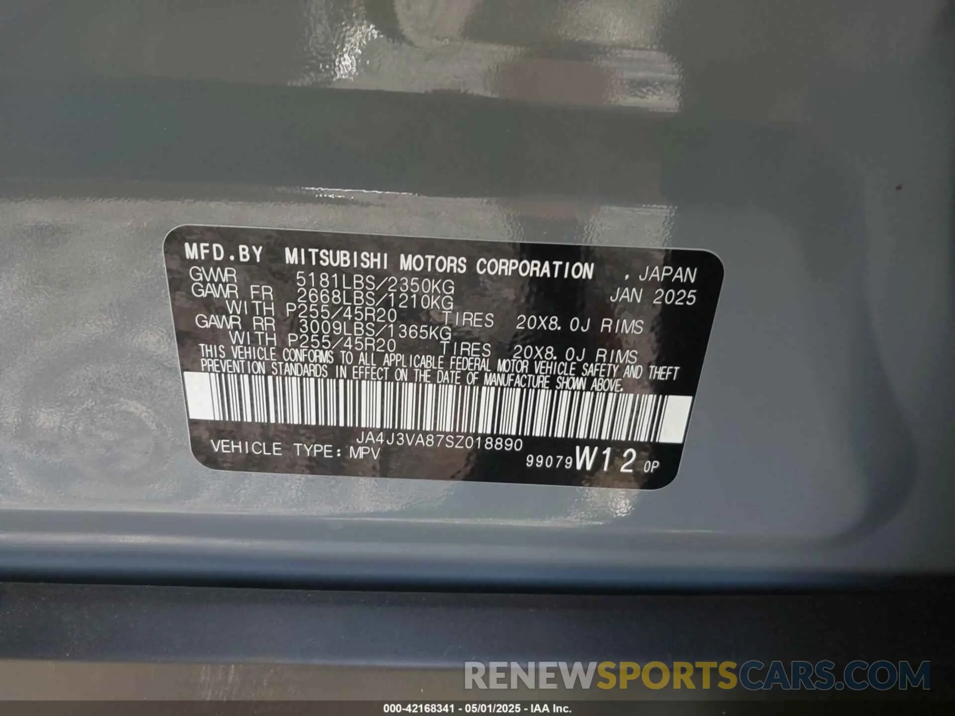 9 Photograph of a damaged car JA4J3VA87SZ018890 MITSUBISHI OUTLANDER 2025