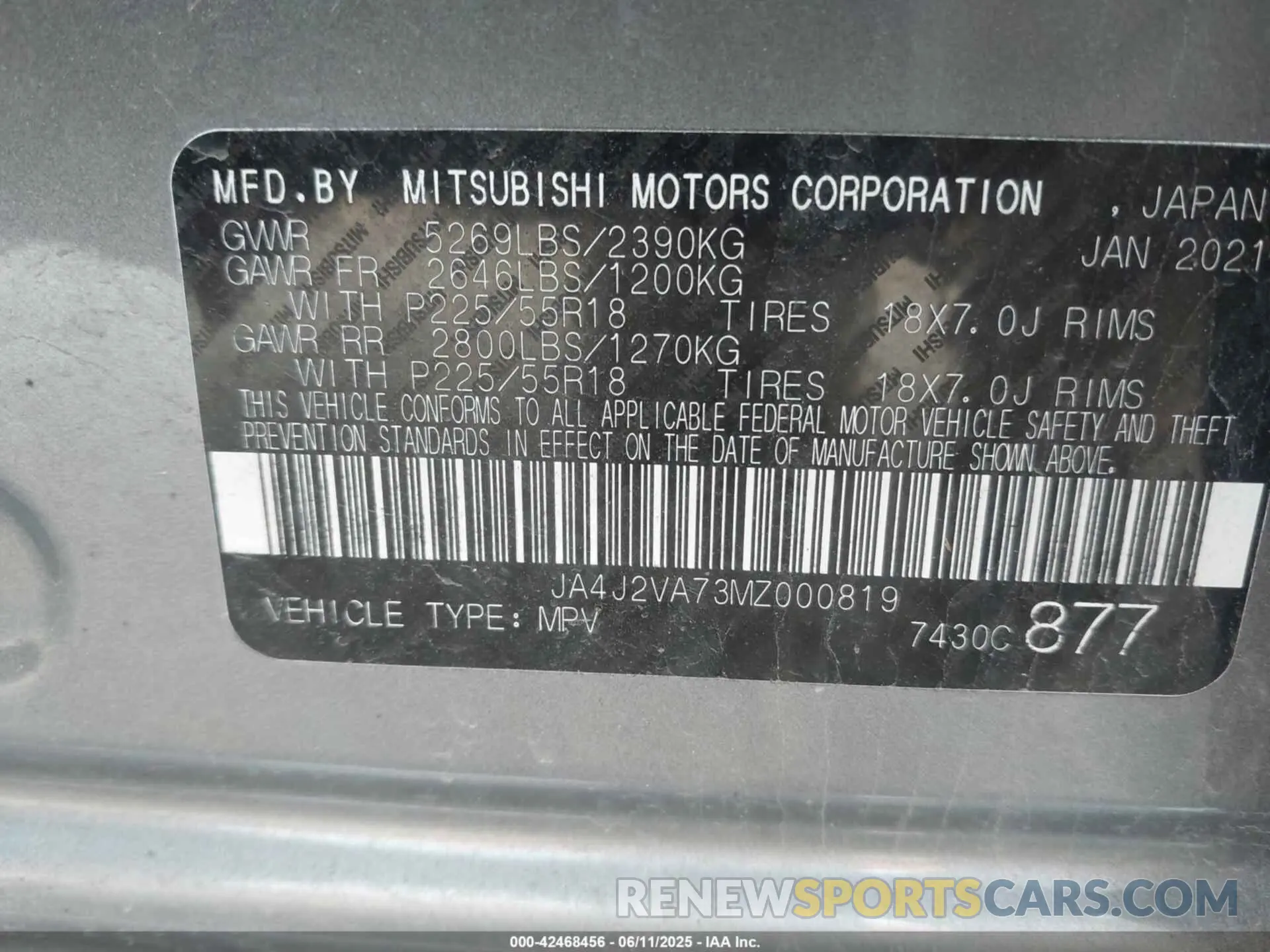 9 Photograph of a damaged car JA4J2VA73MZ000819 MITSUBISHI OUTLANDER PHEV 2021
