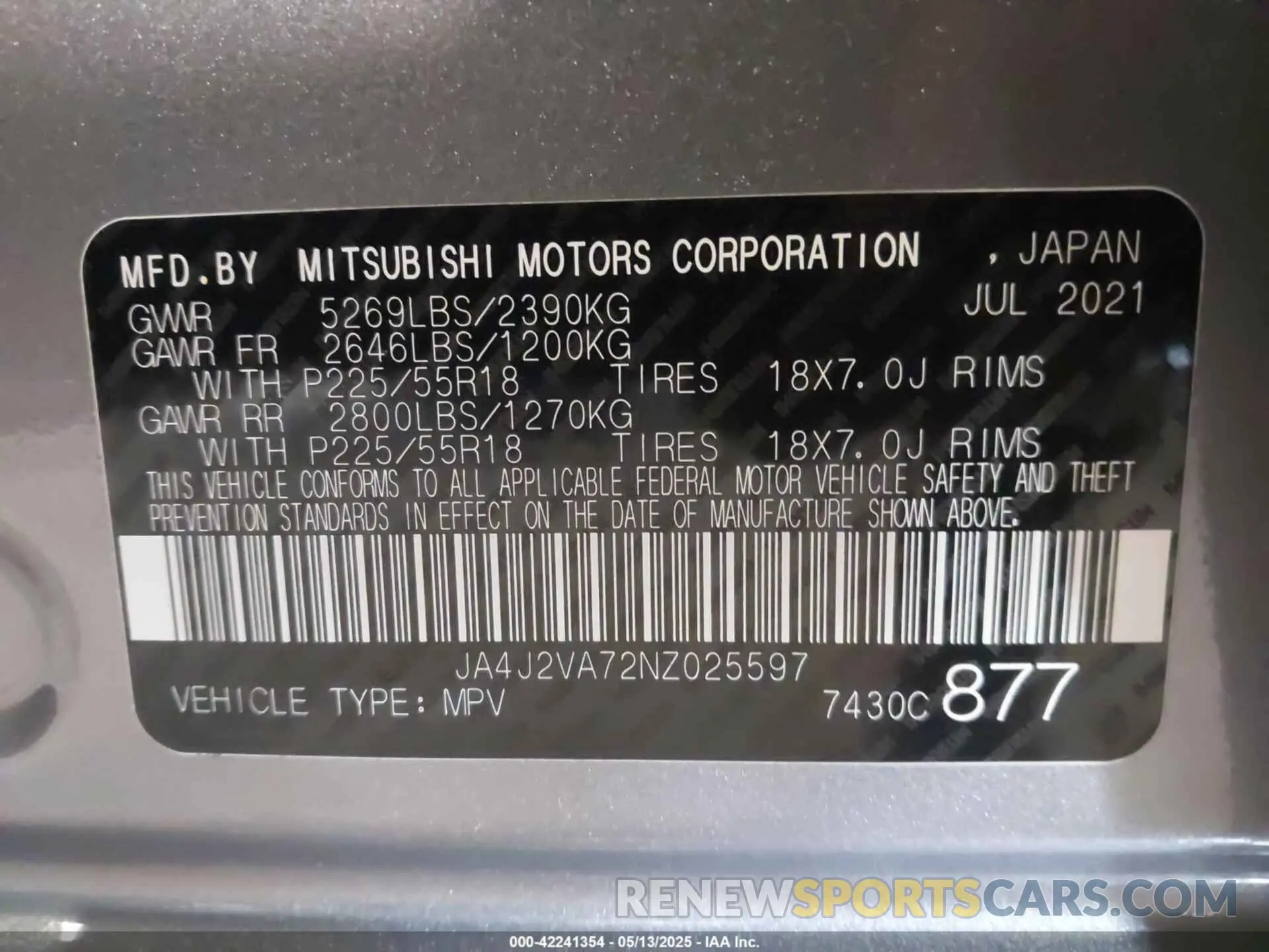 9 Photograph of a damaged car JA4J2VA72NZ025597 MITSUBISHI OUTLANDER PHEV 2022