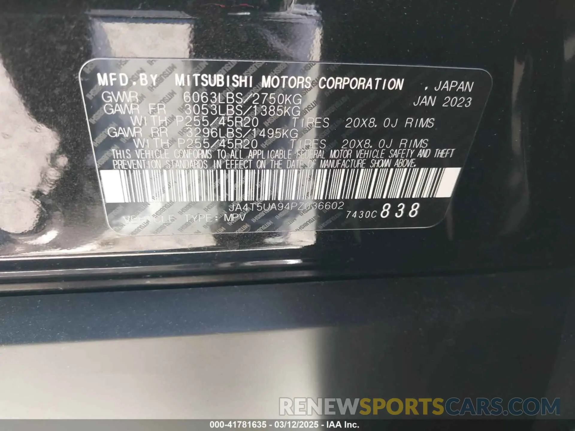 9 Photograph of a damaged car JA4T5UA94PZ036602 MITSUBISHI OUTLANDER PHEV 2023