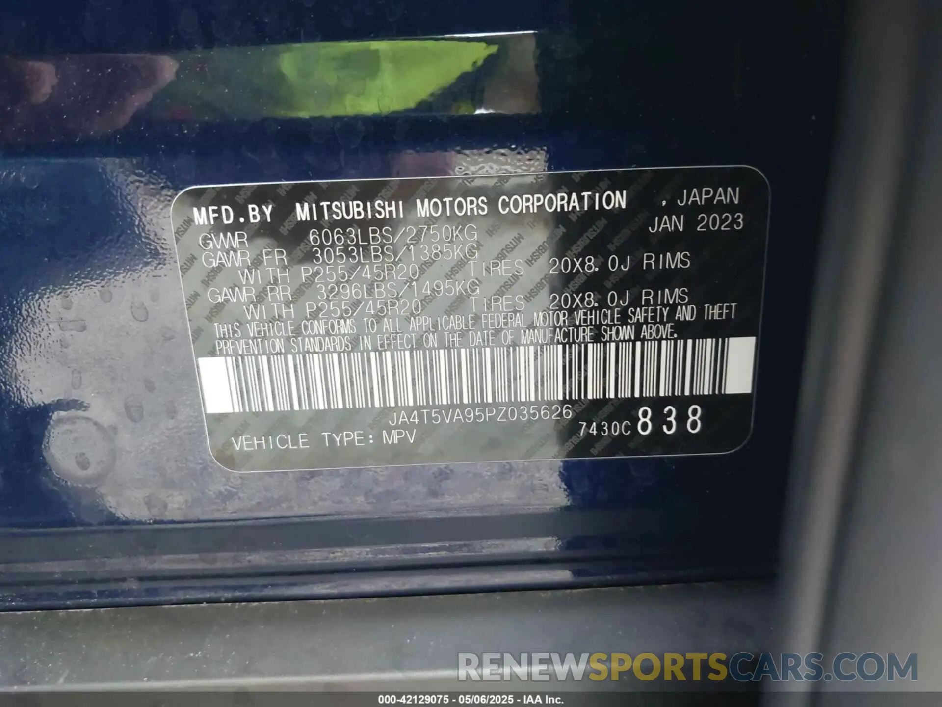 9 Photograph of a damaged car JA4T5VA95PZ035626 MITSUBISHI OUTLANDER PHEV 2023