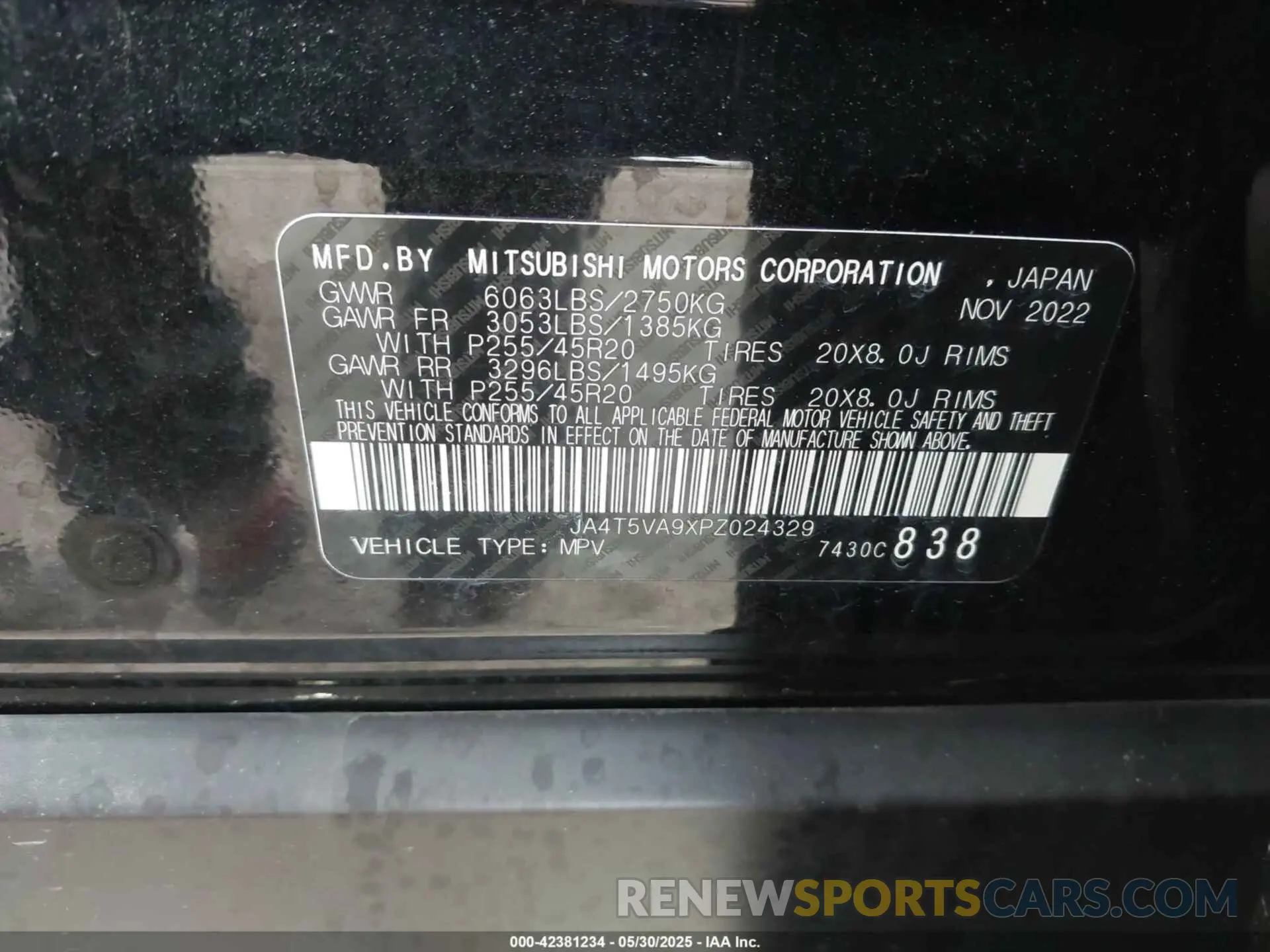 9 Photograph of a damaged car JA4T5VA9XPZ024329 MITSUBISHI OUTLANDER PHEV 2023